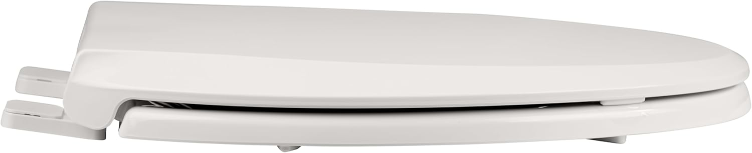 Durable Elongated Toilet Seat with Slow Soft Close - Easy to Install and Clean, Never Loosens - White, Fits Most Elongated Toilets Biscuit