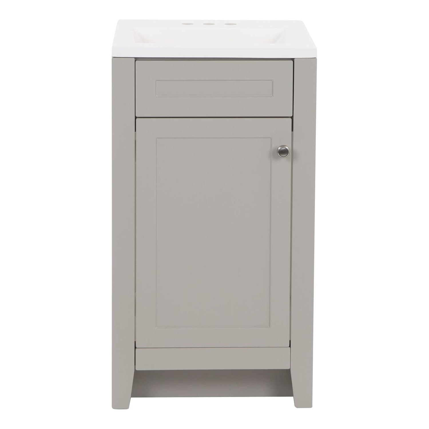 Spring Mill Cabinets Wyre 18 Inch Bathroom Vanity with White Single Sink Top, 1-Door Cabinet, 18.5" W x 16.68" D x 33.13" H, Gray