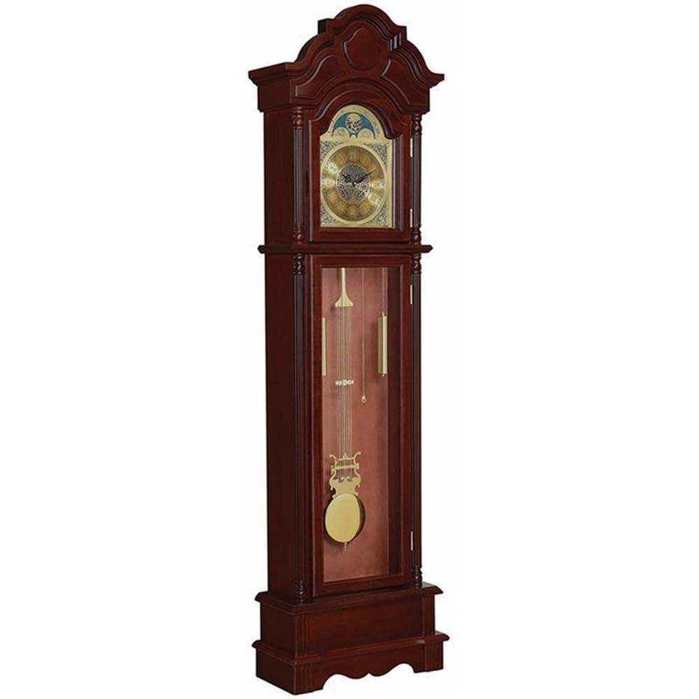 Coaster Furniture Harris Grandfather Clock with Chime Brown Red and Clear, 900749