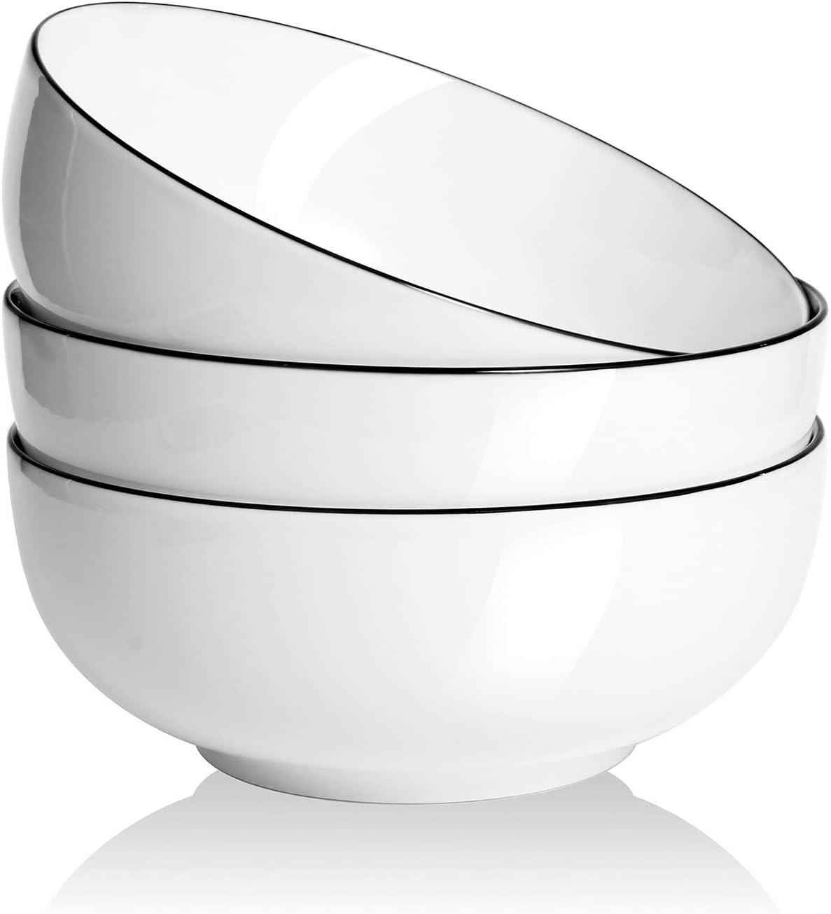 Salad Bowls 8 inch 65 oz Large Serving Bowls White Fine Porcelain Fruit Bowl Soup Bowl Pasta Bowl Popcorn Bowl Set of 3