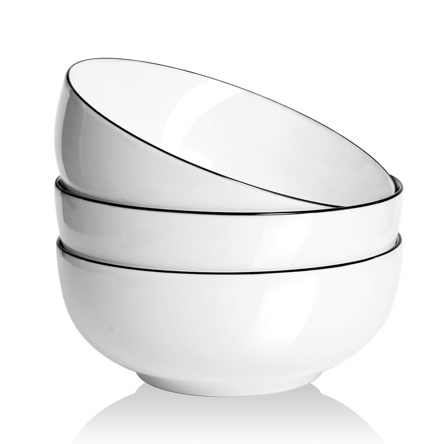 Salad Bowls 8 inch 65 oz Large Serving Bowls White Fine Porcelain Fruit Bowl Soup Bowl Pasta Bowl Popcorn Bowl Set of 3