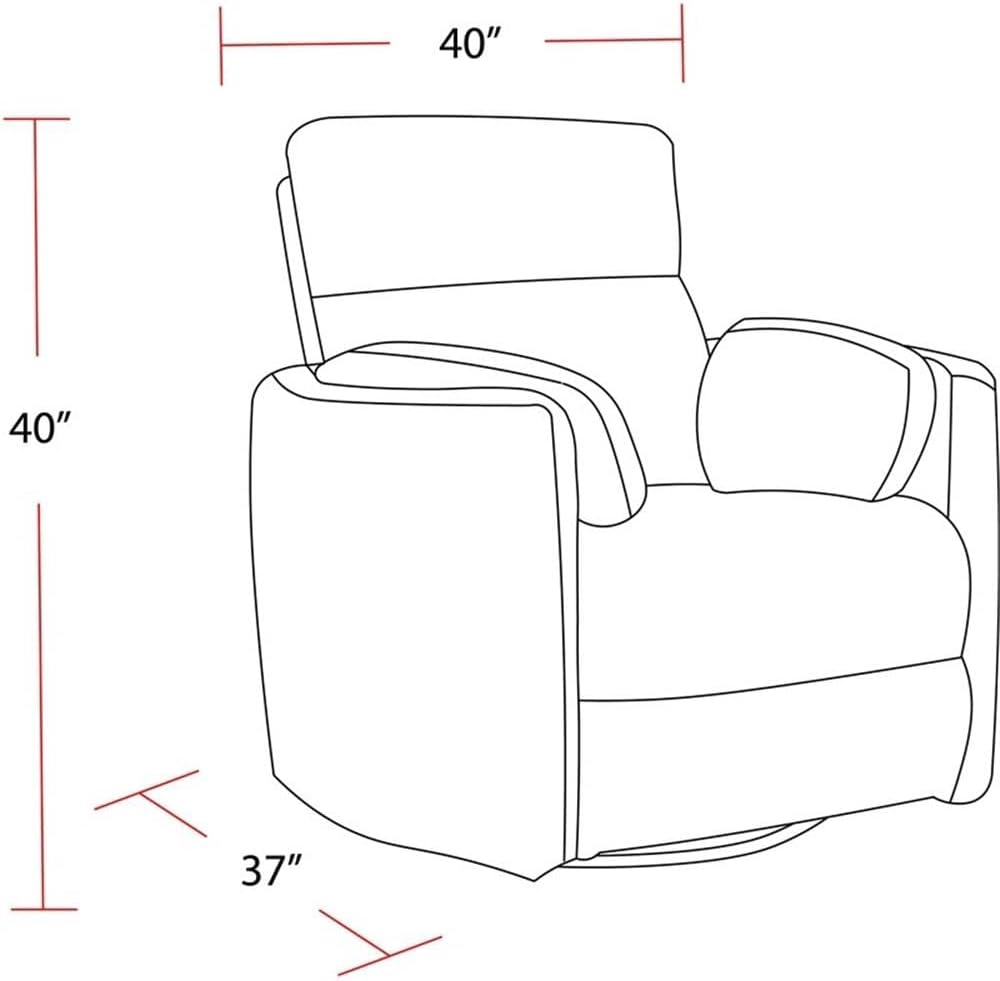 Cream Leather Swivel Glider Recliner with Wood Frame