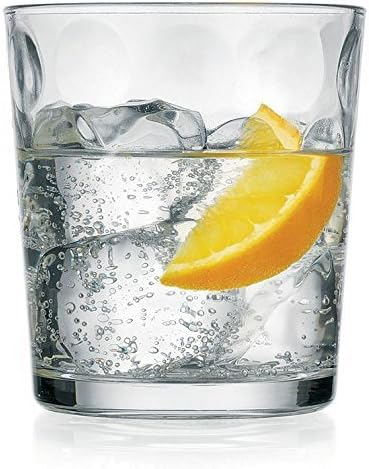 Palais Glassware Cercle Collection; High Quality Clear Glass Set with Circle Design (Set of 4 - 13 Oz DOF, Clear)