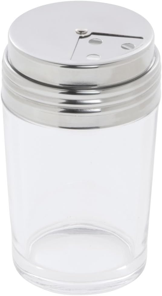 Clear Glass Spice Shaker with Stainless Steel Adjustable Dial Top, 6 oz