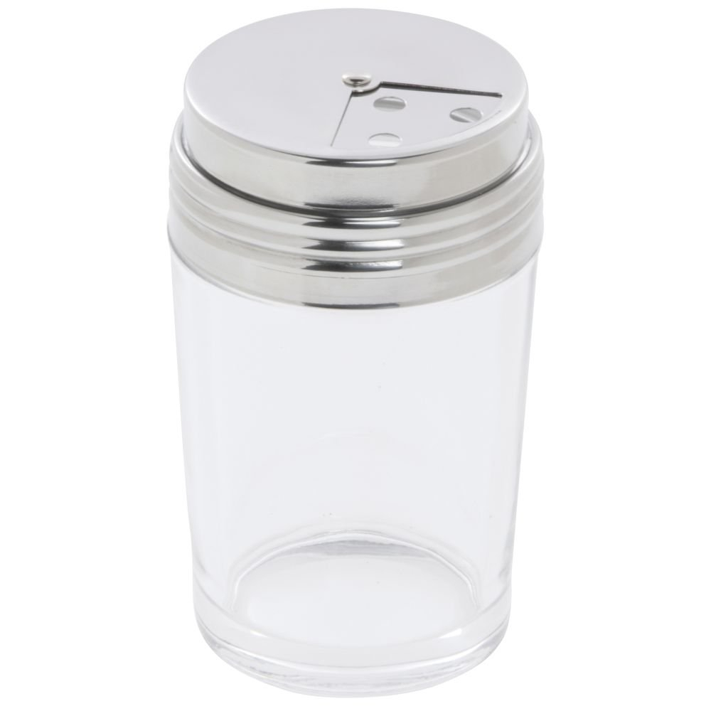 Clear Glass Spice Shaker with Stainless Steel Adjustable Dial Top, 6 oz