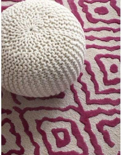 Surya Su Pouf Area Rug POUF-78 Antique White Purl Knitted 18" x 18" x 12"