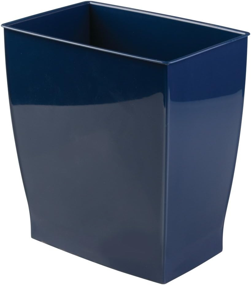 InterDesign Mono Plastic Wastebasket Trash Can - Rectangular, 11L, Navy