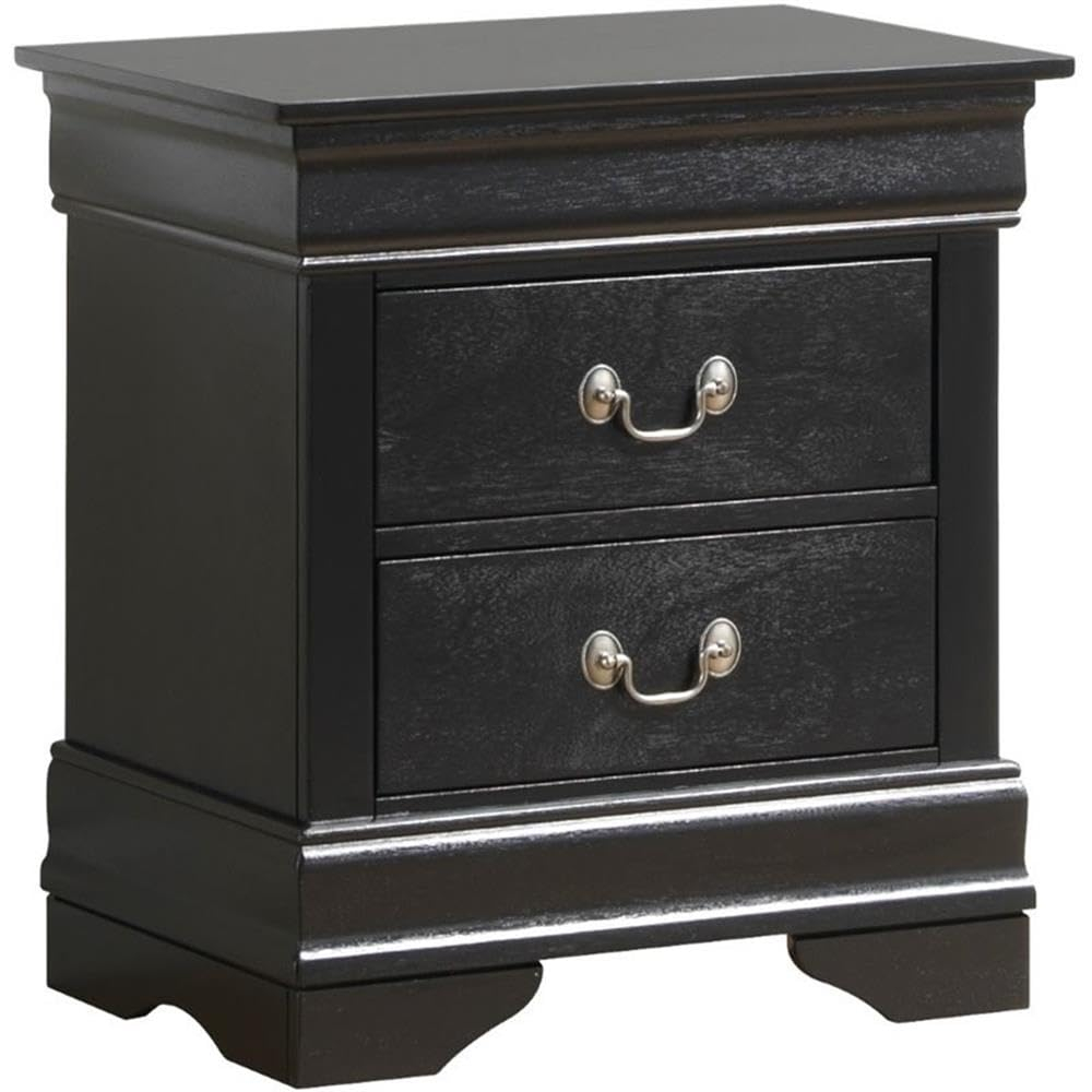 Glory Furniture Louis Phillipe 2 Drawer Nightstand in Silver Champagne
