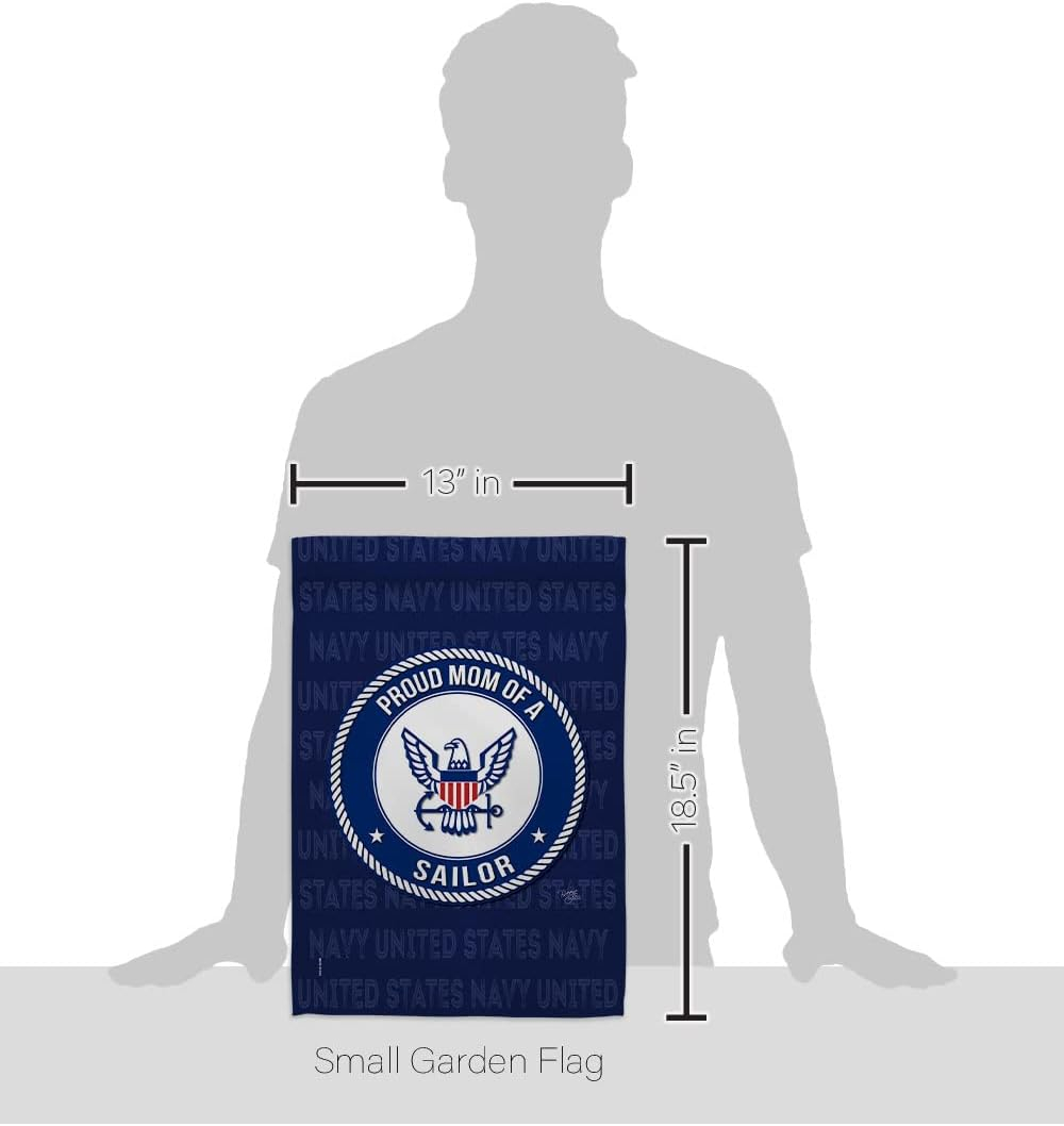Proud Mom Sailor Garden Flag - Armed Forces Navy USN Seabee United State American Military Veteran Retire Official - House Decoration Banner Small Yard Gift Double-Sided Made In USA 13 X 18.5