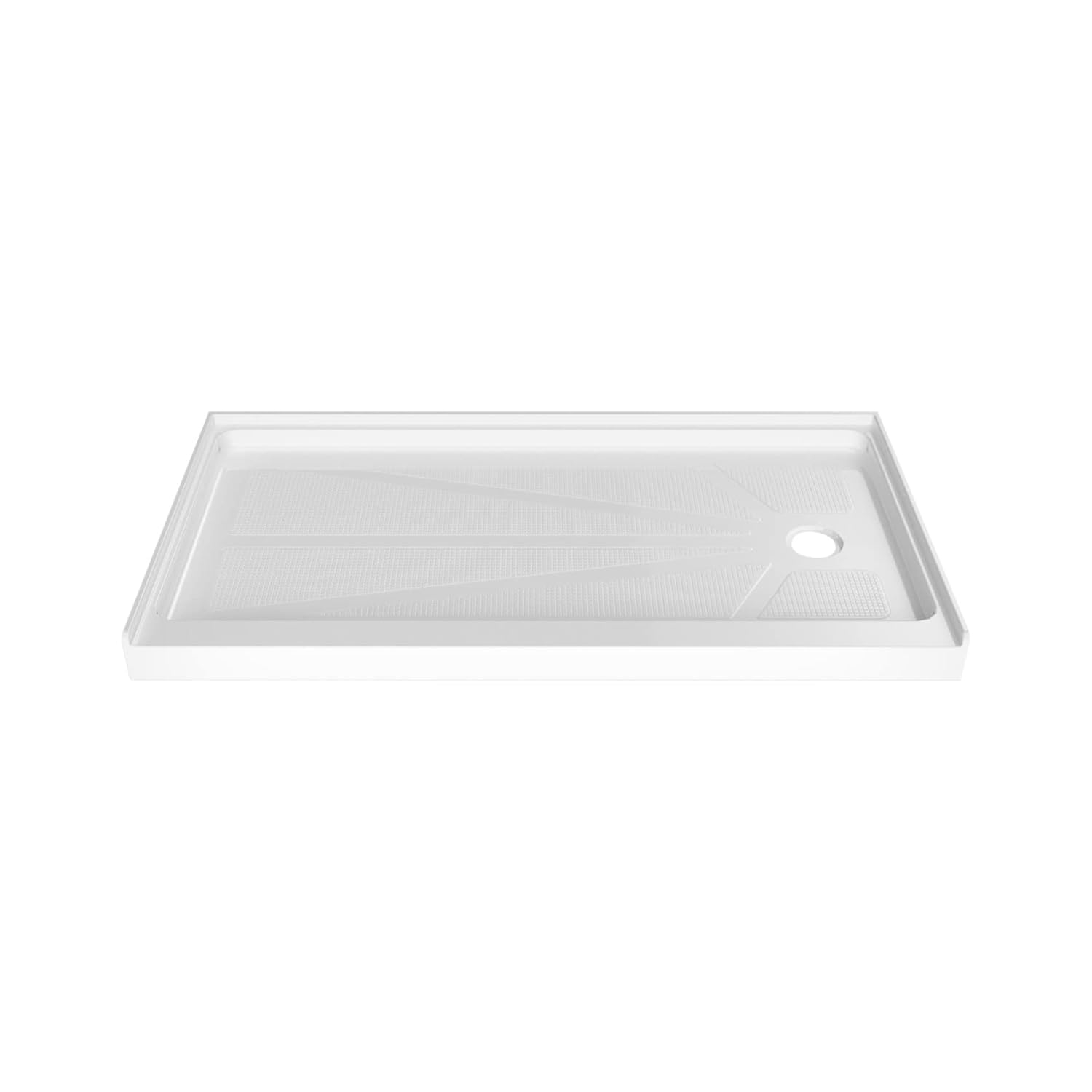 CKB 60 in. L x 32 in. W Right Drain Shower Base, Single Threshold Shower Pan with Slip Resistant Textured Surface, White