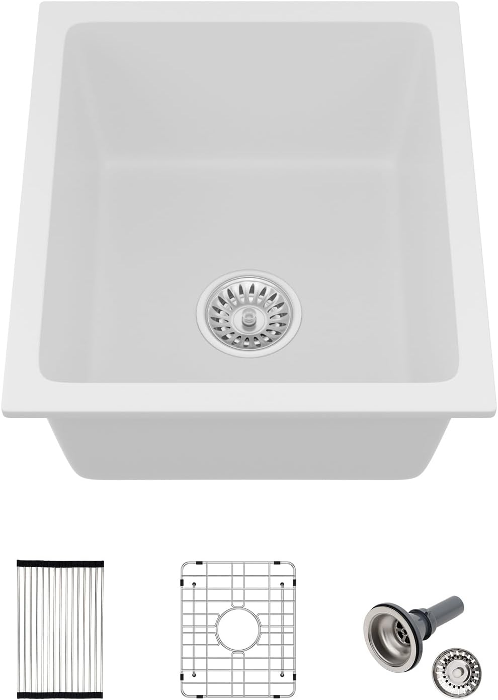 25x22 Inch Black Granite Composite Single Bowl Kitchen Sink