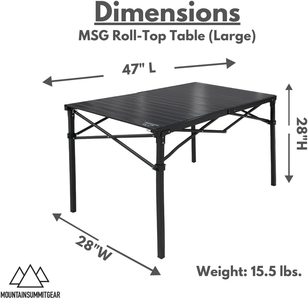 Mountain Summit Gear Heavy-Duty Roll-Top Table, Large, Aluminum