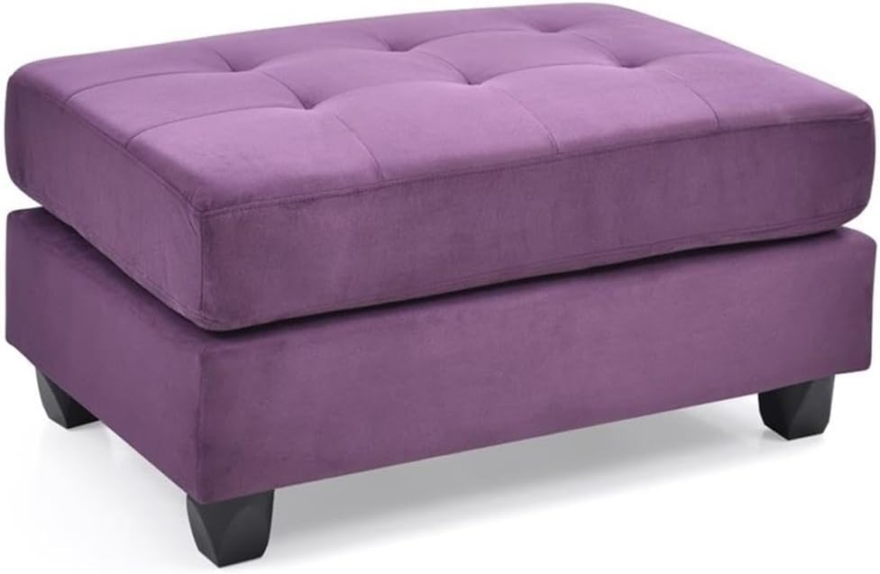 Glory Furniture Malone Microsuede Ottoman in Purple