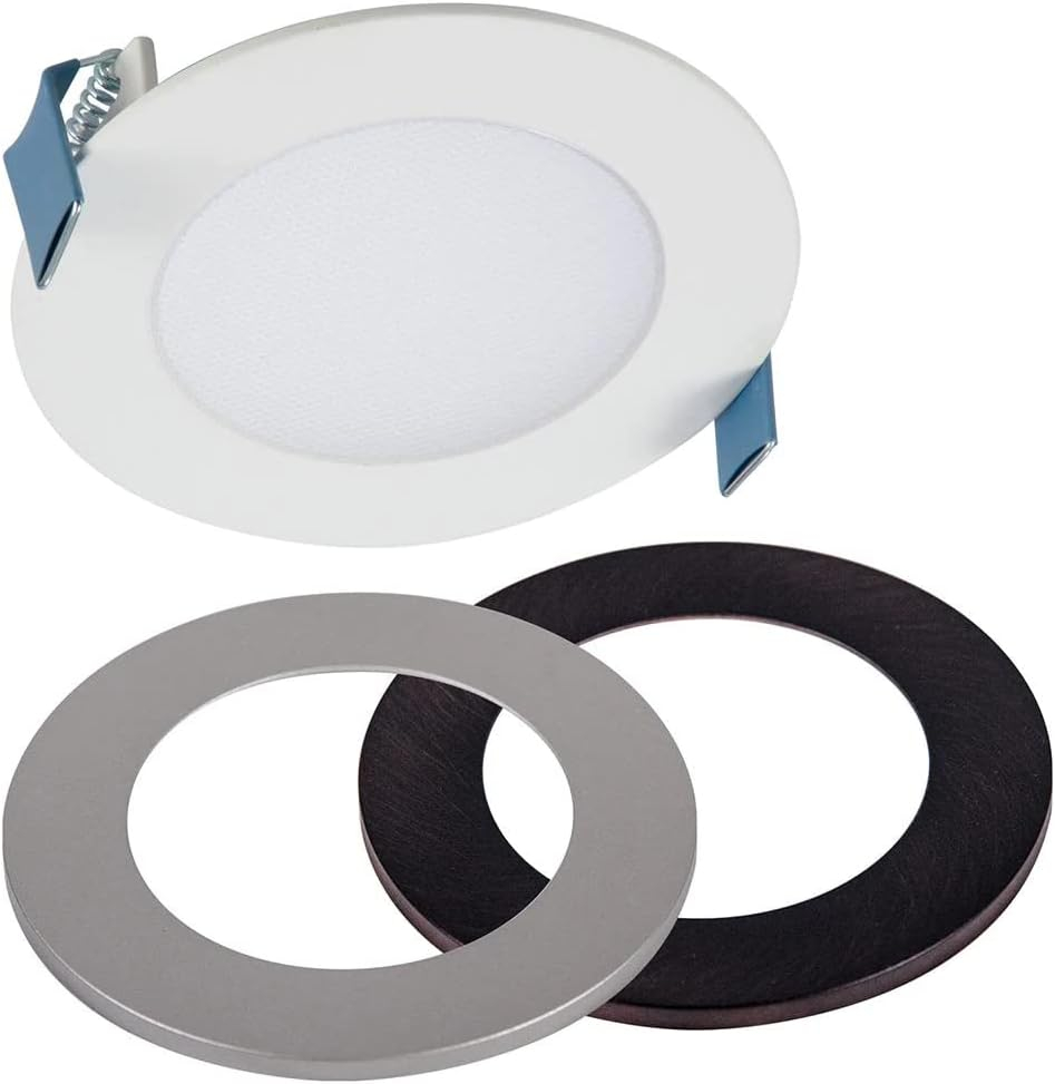 HALO HLB 4 inch LED Recessed Light, Thin Canless, Dimmable w/Selectable Color Temperatures with 2 Trims- HLB4069FS1EMWR-2TR