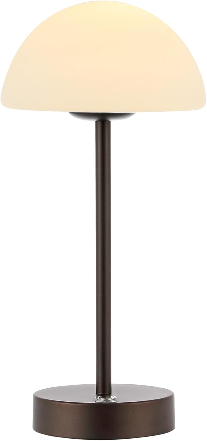 JONATHAN Y JYL7109B Xavier 12.5" Bohemian Farmhouse Iron Rechargeable Integrated Portable LED Table Lamp, Coastal, Contemporary for living room, dinning room, bedroom, Oil Rubbed Bronze/White