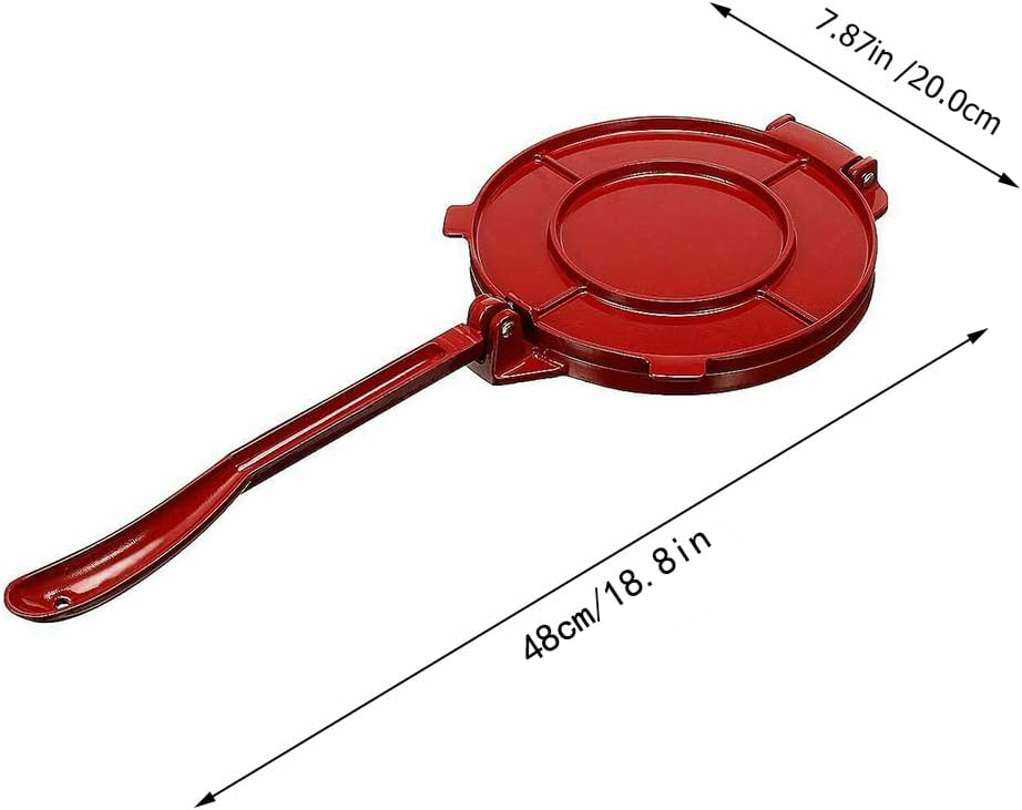 Red Stainless Steel 7.87 Inch Tortilla Press with Non-Stick Surface