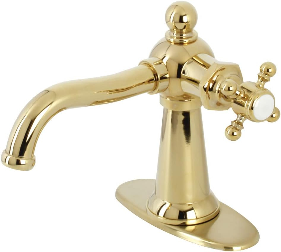 Nautical Single-Handle Bathroom Faucet with Push Pop-Up, Polished Brass