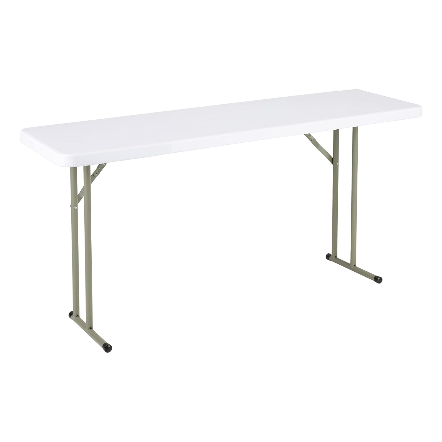 Norwood Commercial Furniture 8 ft Multipurpose Indoor Outdoor Heavy Duty Portable Blow Molded Plastic Folding Training Seminar Table 18" W x 96" L White