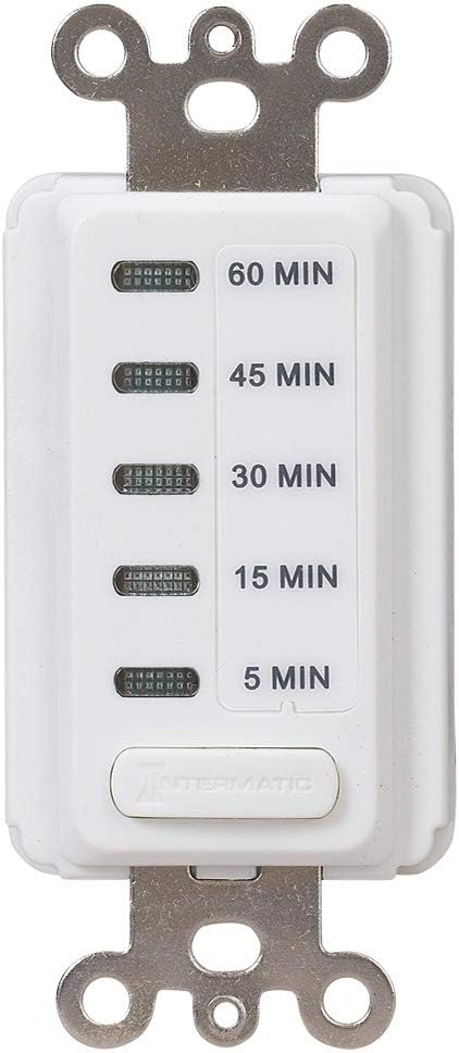 Intermatic EI205W 5/15/30/45/60 Minute Electronic in-Wall Countdown Auto-Off Timer, White