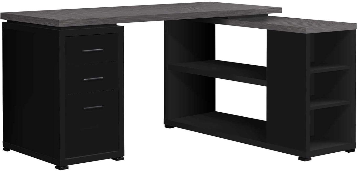 Monarch Specialties Computer Desk L-Shaped, Corner 3 Drawers, 2 Open Shelves, 3 Cubbies, 60"L X 47"W