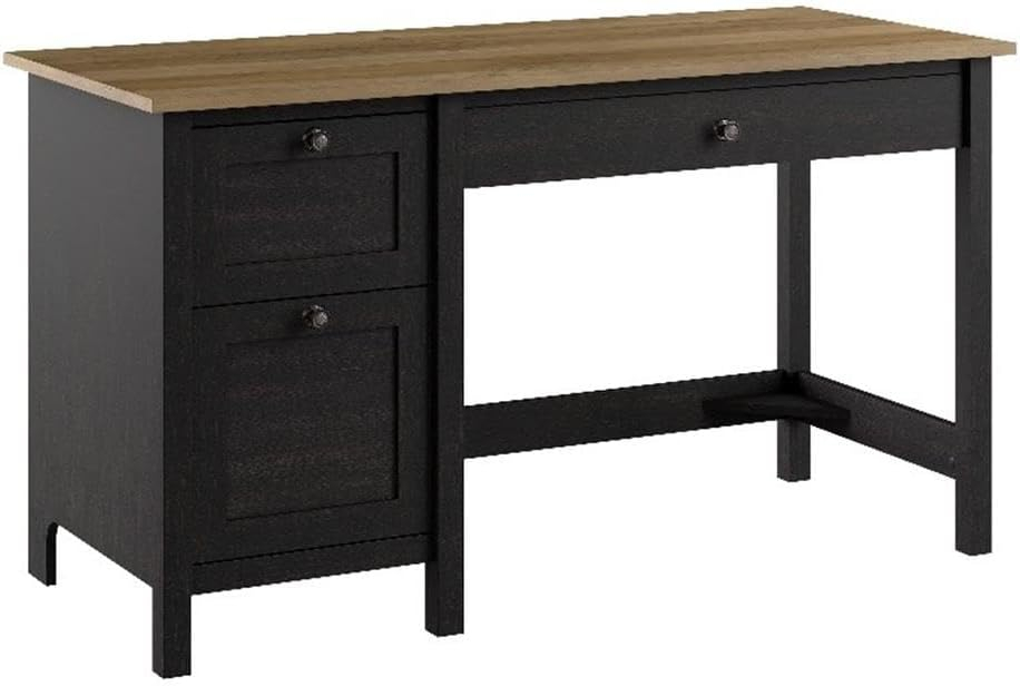 Mayfield 54W Computer Desk with Drawers in Vintage Black and Reclaimed Pine