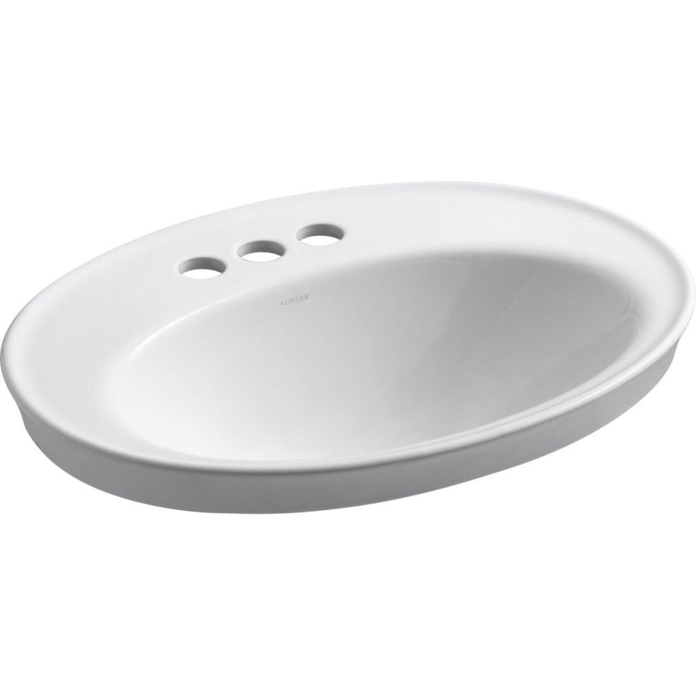 Serif® Ceramic Oval Drop-In Bathroom Sink with Overflow