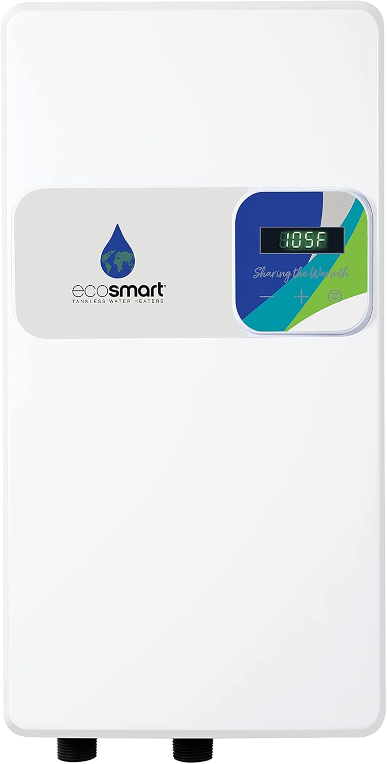 EcoSmart ECOS 18 Tankless Electric Water Heater, 18 Kw at 240 Volts, 75 Amps with Patented Self Modulating Technology