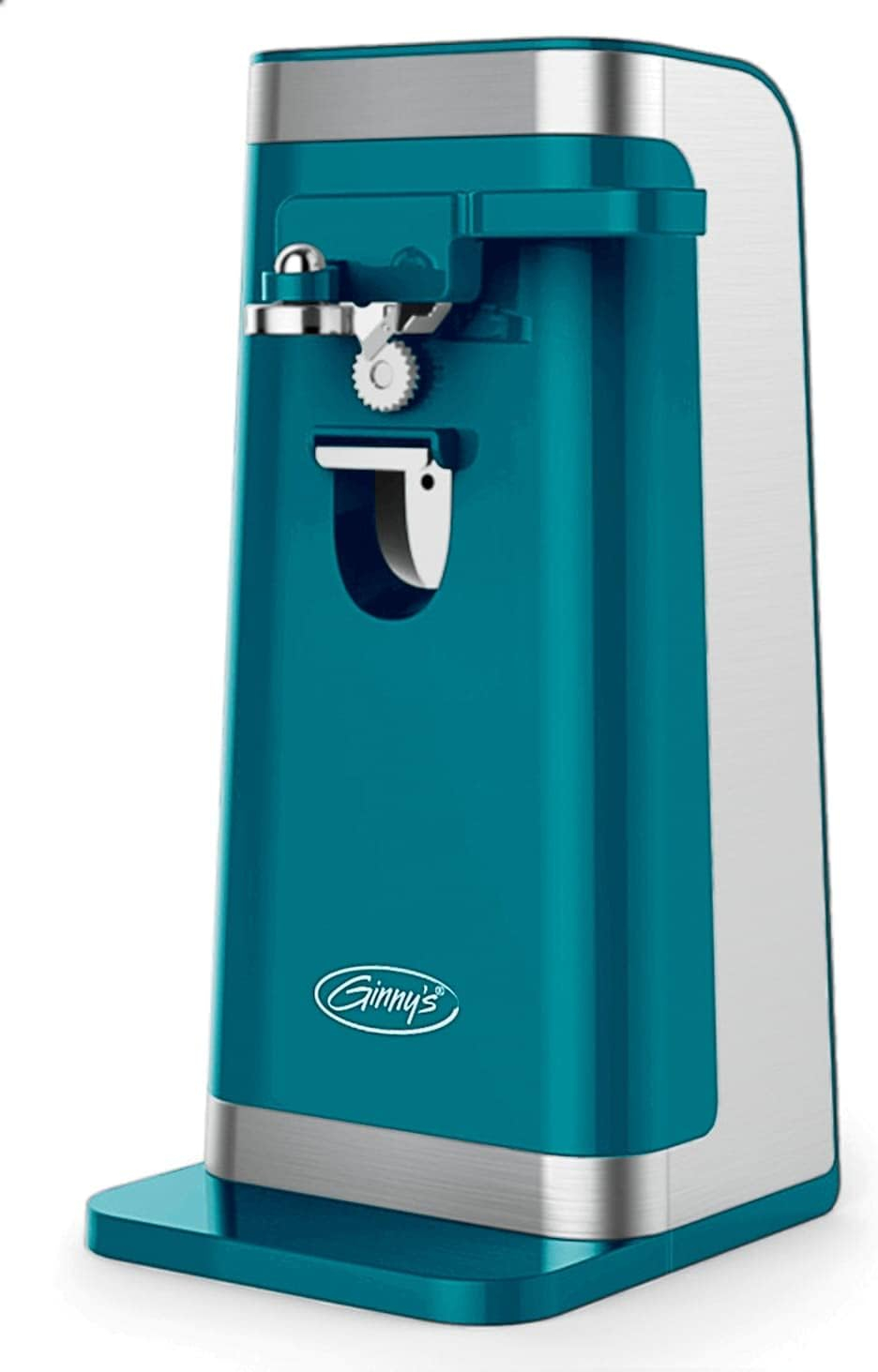 Island Blue Electric Can Opener with Stainless Steel Blade and Knife Sharpener