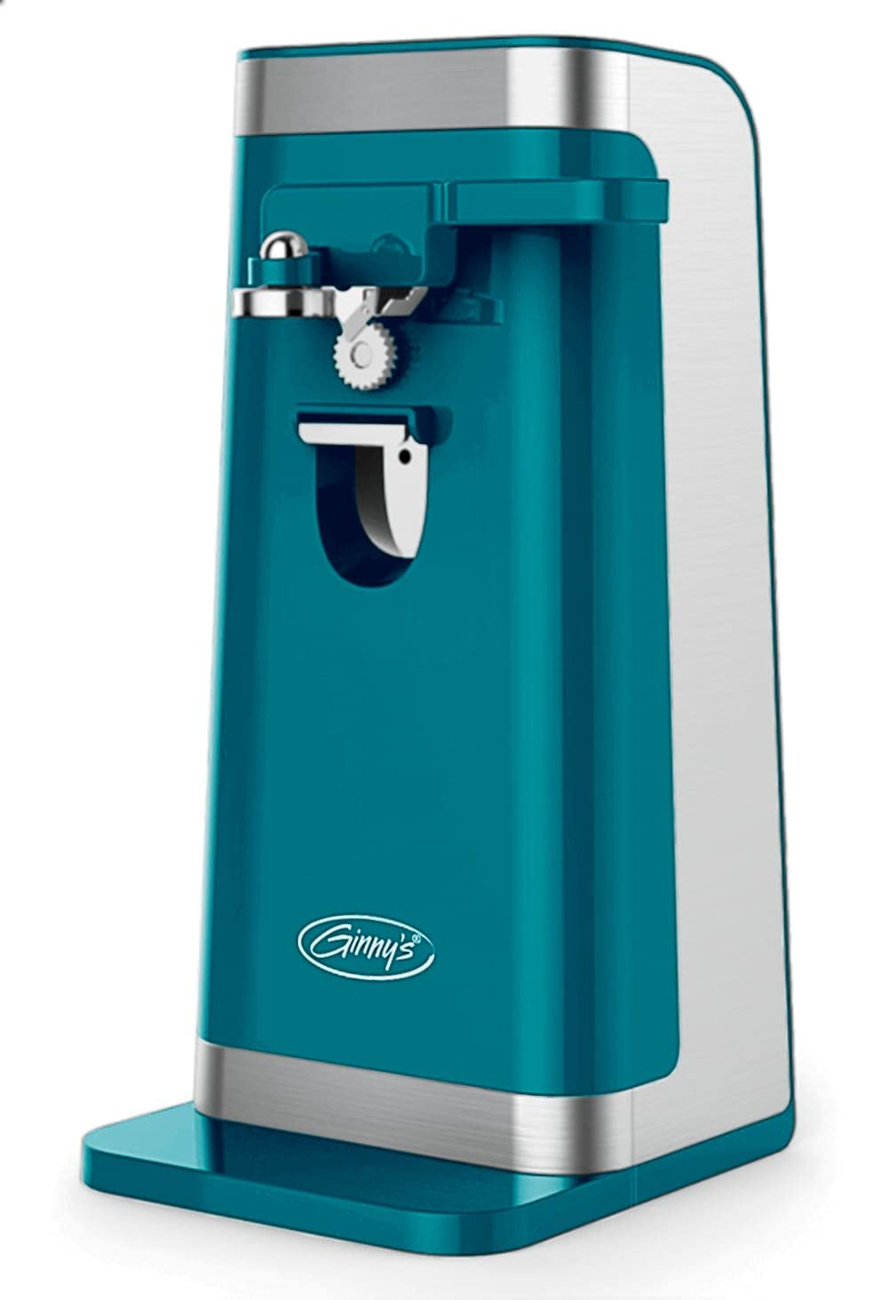 Island Blue Electric Can Opener with Stainless Steel Blade and Knife Sharpener