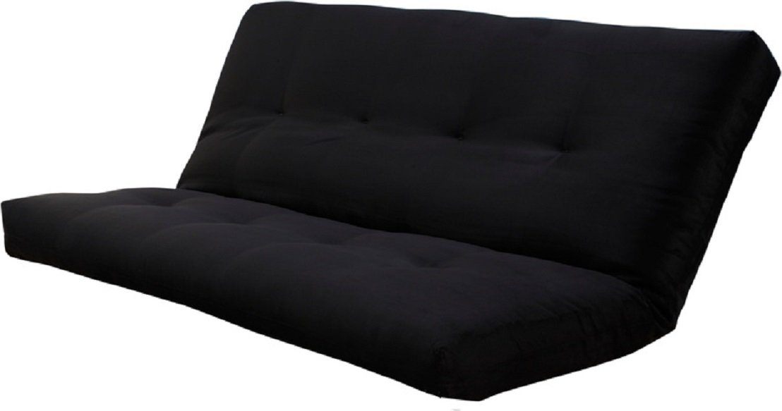 Kodiak Full Size Futon Mattress Only Innerspring in Suede Microfiber Fabric (Black)