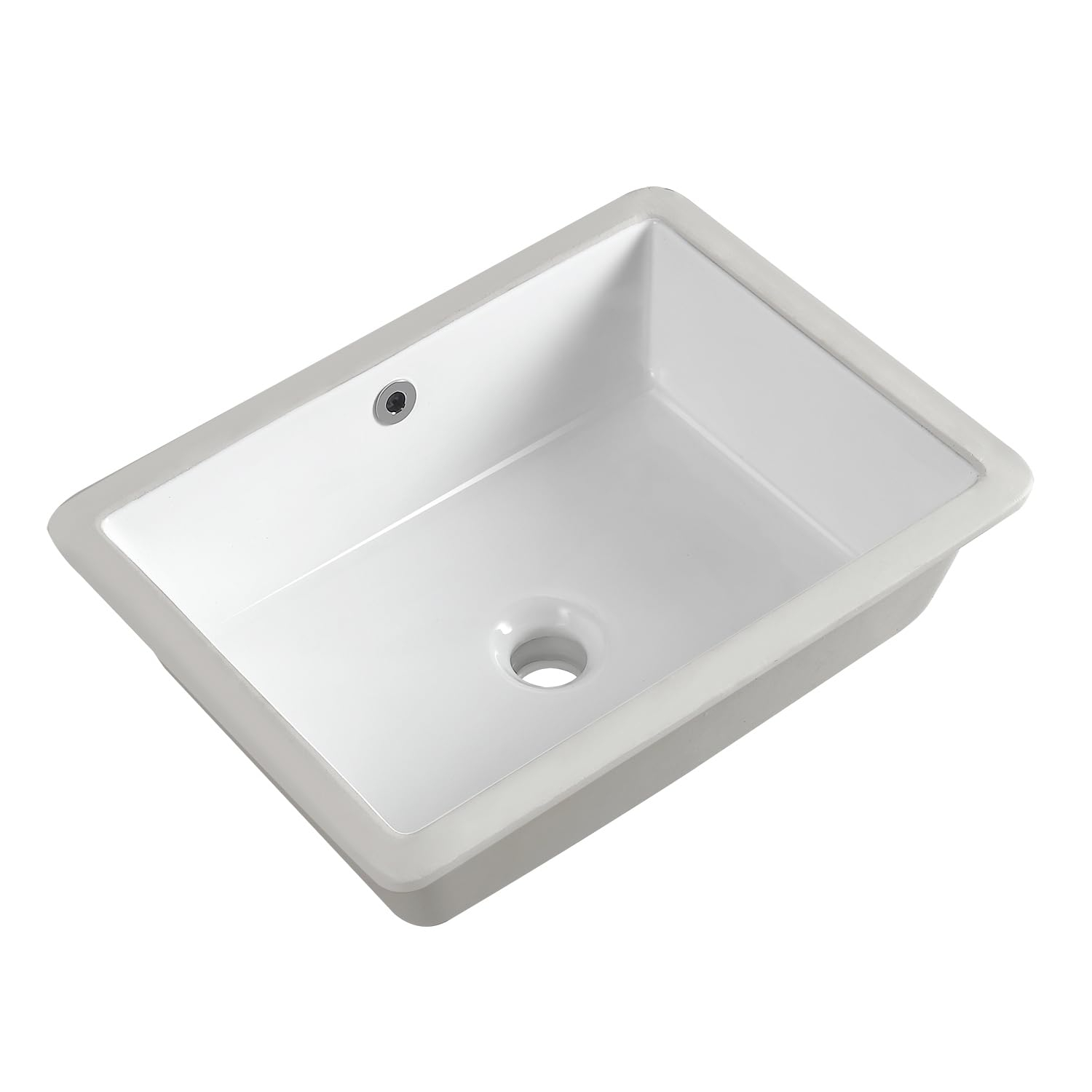 18 Inch Undermount Bathroom Sink Small Rectangle Undermount Sink White Ceramic Under Counter Bathroom Sinks with Overflow (18.3"x13.8")