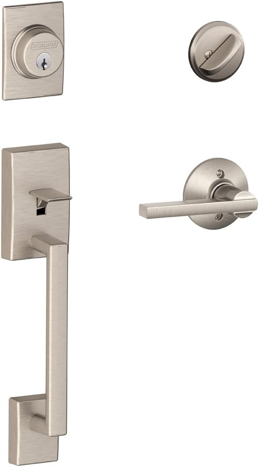 Century Handleset with Single Cylinder Deadbolt and Latitude Door Lever and Rosette