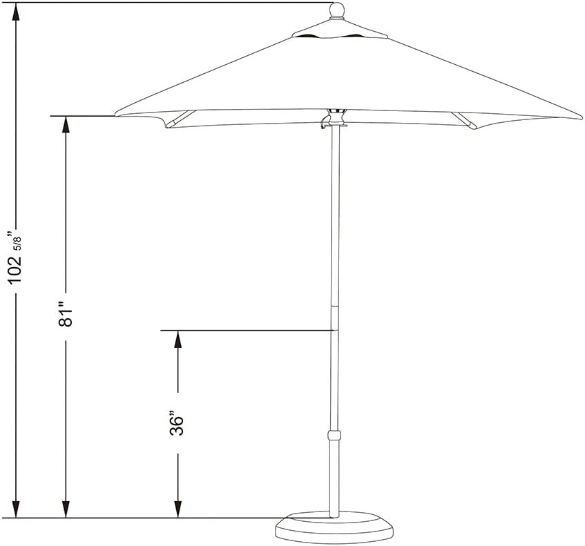 6' White Fabric Octagonal Market Umbrella with Wood Pole