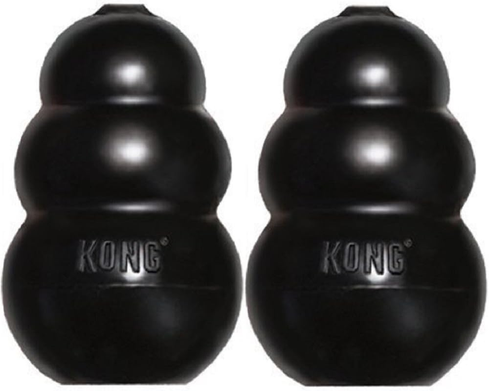 Kong Extreme Dog Toy 2-Pack, Large - Tough Chew Toys for Aggressive Chewers - Black Durable Rubber