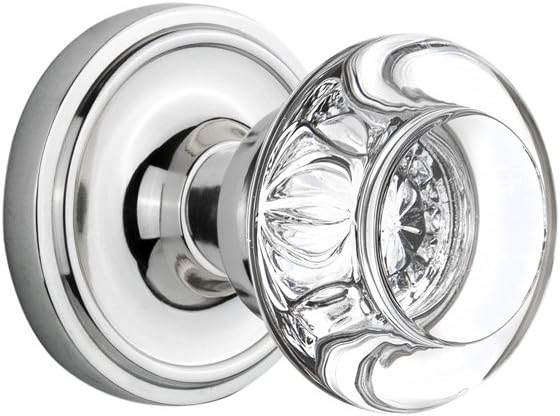 Classic Rosette with Round Clear Crystal Door Knob