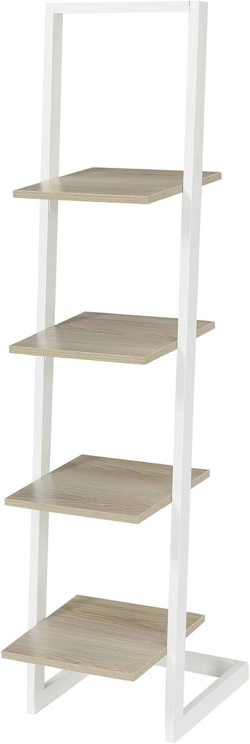 Convenience Concepts Designs2Go 4 Tier Ladder Bookshelf, Ice White/White
