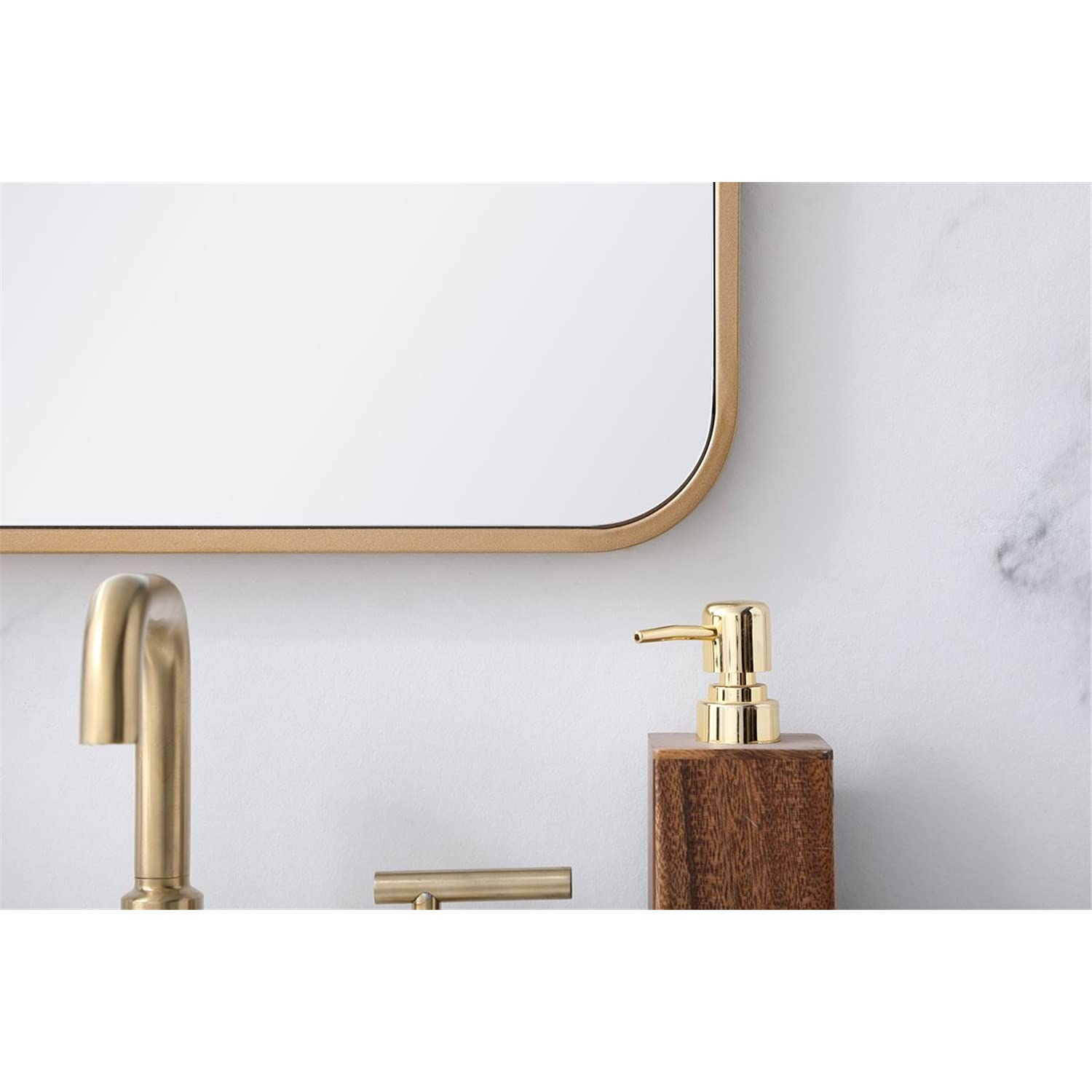 Soft corner metal rectangular mirror 18x36 inch in Brass