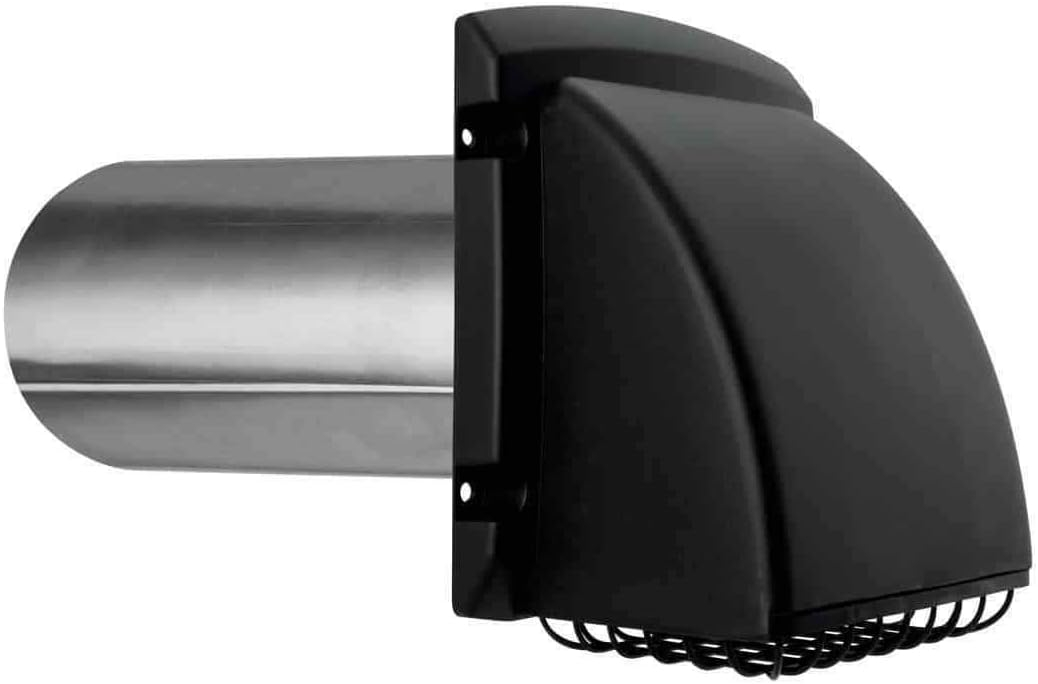 4 inch Black Dryer Vent Hood with Pest Guard BPMH4BLKZW6