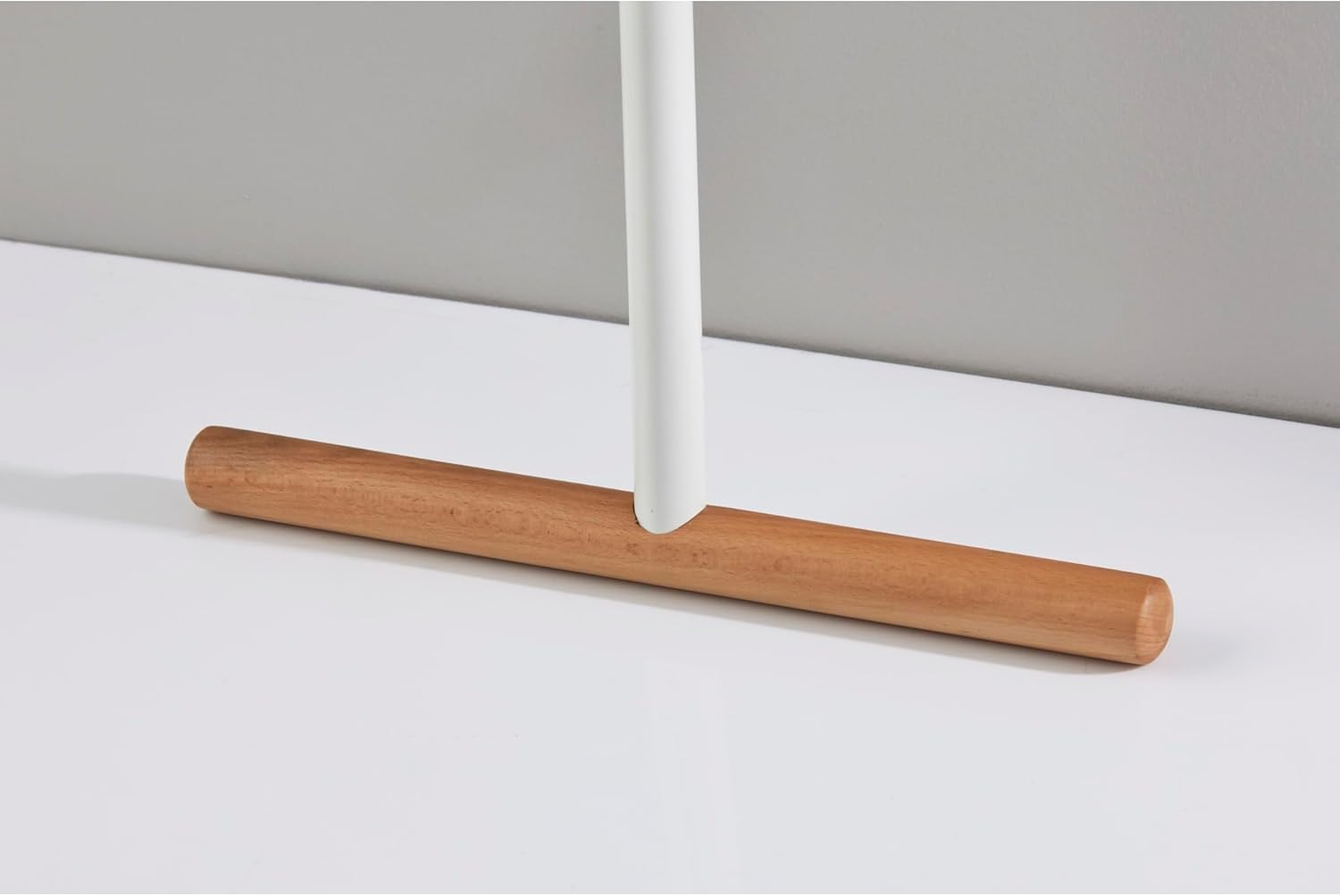 Adesso Home Willy Leaning Mirror, White with Natural Wood Base