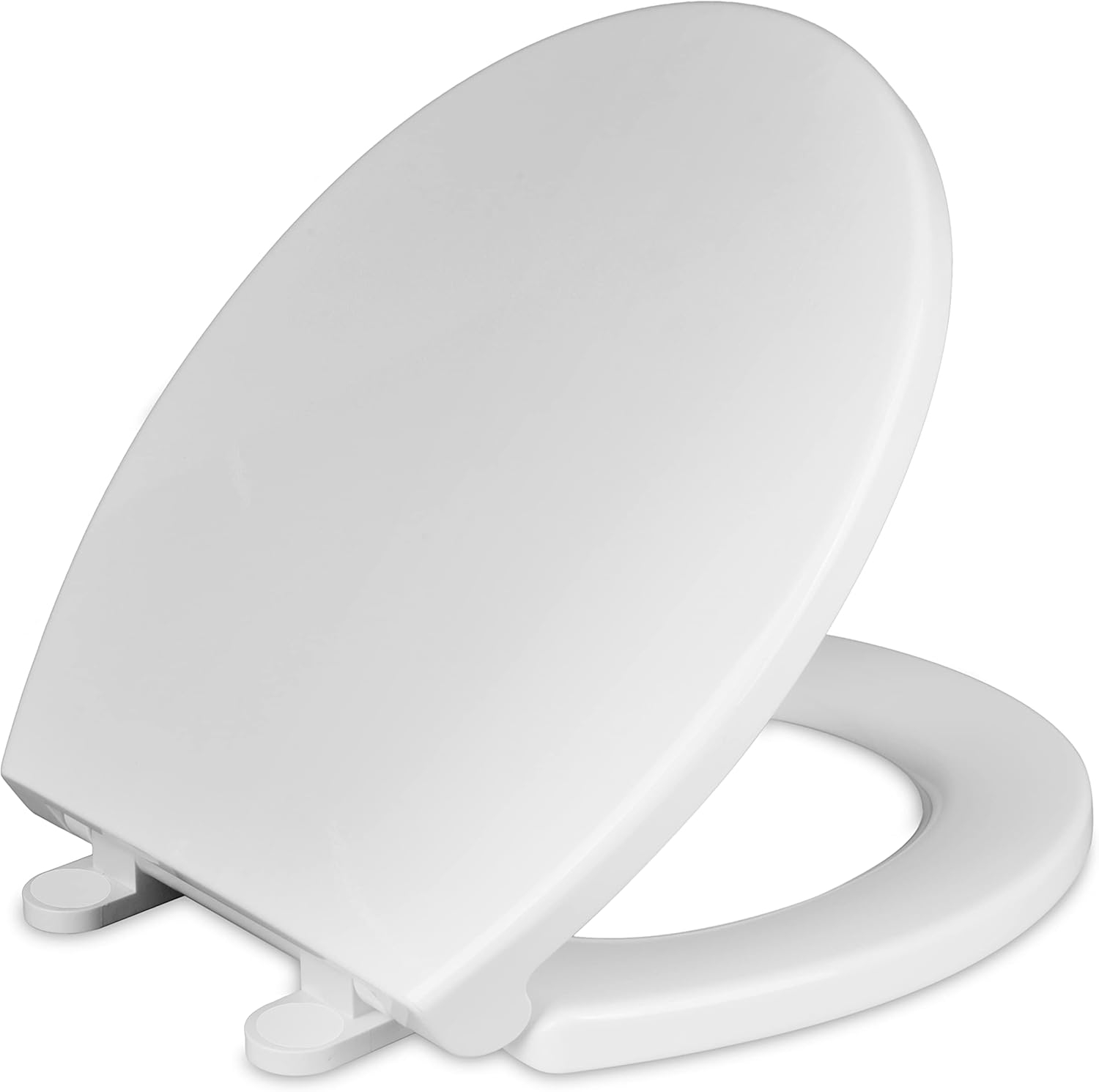 Mayfair Caswell™ Slow Close Round Plastic Toilet Seat in White Never Loosens