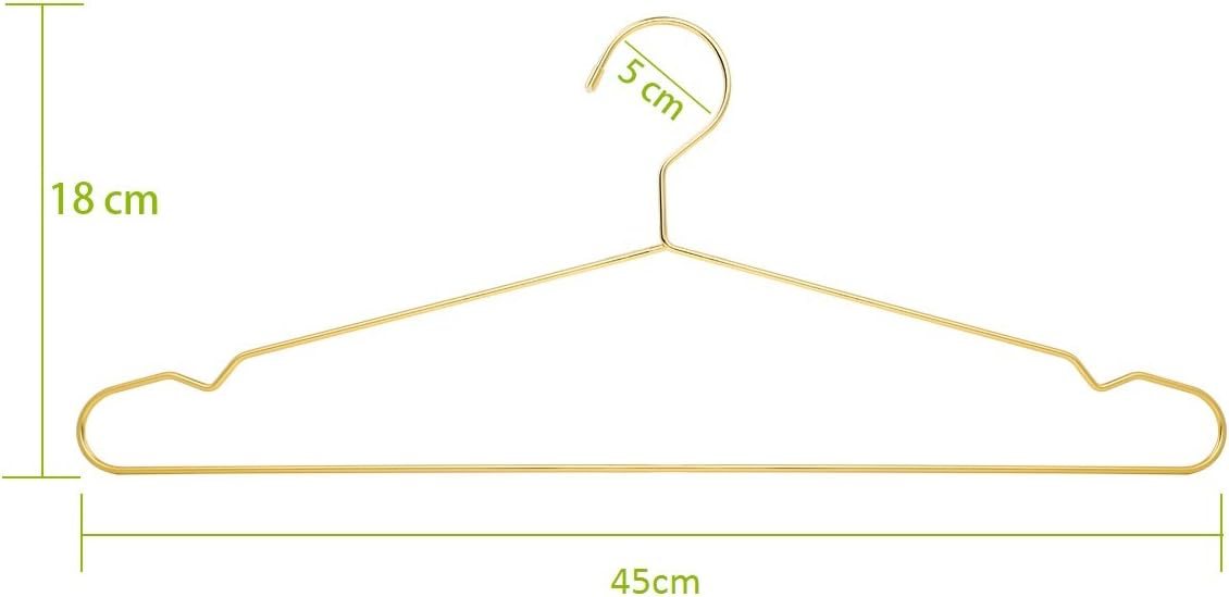 Slim Gold Metal Wire Suit Hangers, 17.7" Wide, 30 Pack