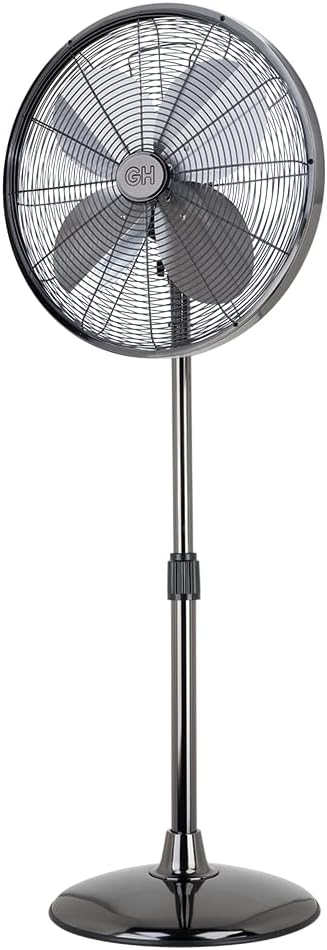 Good Housekeeping All-Metal 3-Speed 16" Oscillating Conference Room Pedestal Fan with Telescopic Height Adjustment (Multiple Finishes Available)