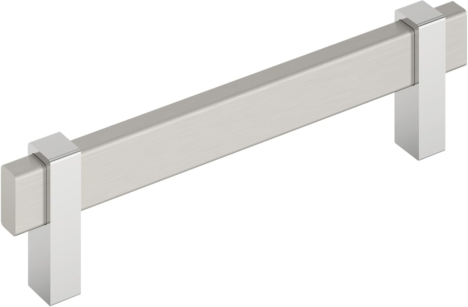 Amerock Mulino 5-1/16 inch (128mm) Center-to-Center Satin Nickel/Polished Chrome Cabinet Pull