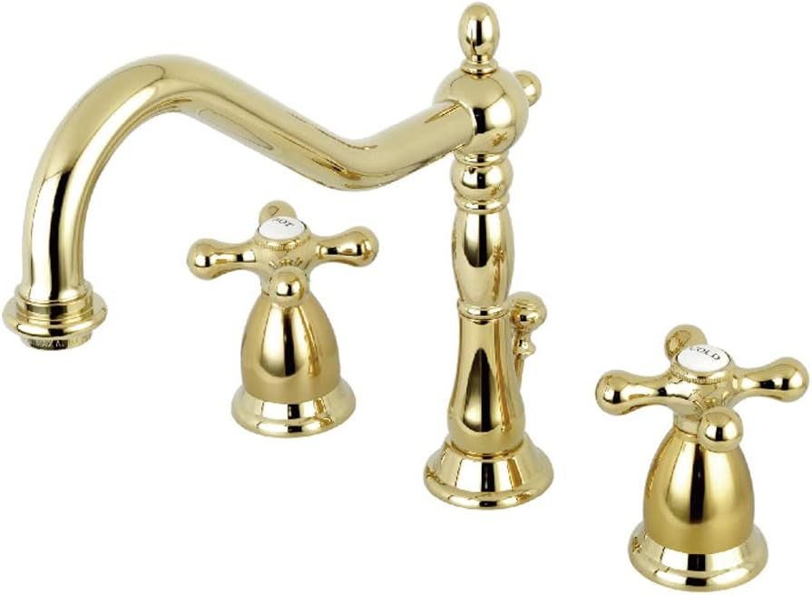Kingston Brass KS1992AX 8 in. Widespread Standard Mount Bathroom Faucet, Polished Brass
