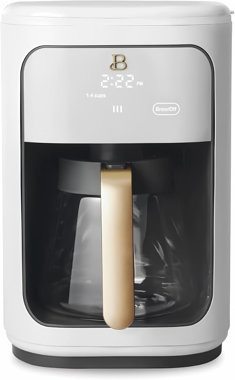 Beautiful 14-Cup Programmable Drip Coffee Maker with Touch-Activated Display, White Icing by Drew Barrymore