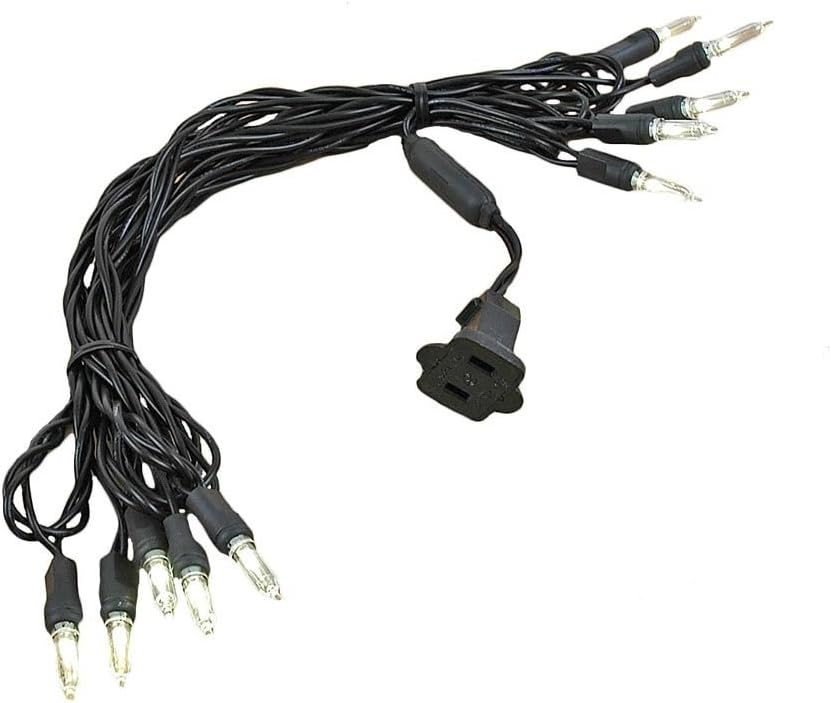 Novelty Lights 10 Light T5 LED Christmas Mini Light Set, Outdoor Lighting Party Patio String Lights, Warm White, Black Wire, 11 Feet