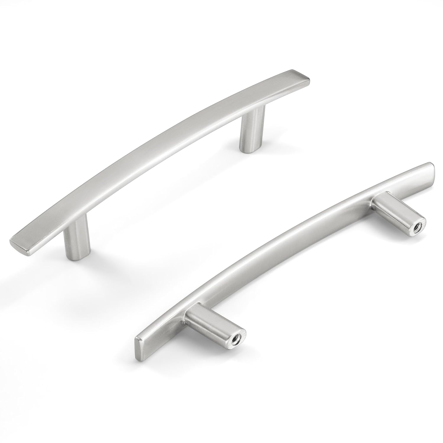 Satin Nickel 6.14" Modern Curved Bar Cabinet Pull