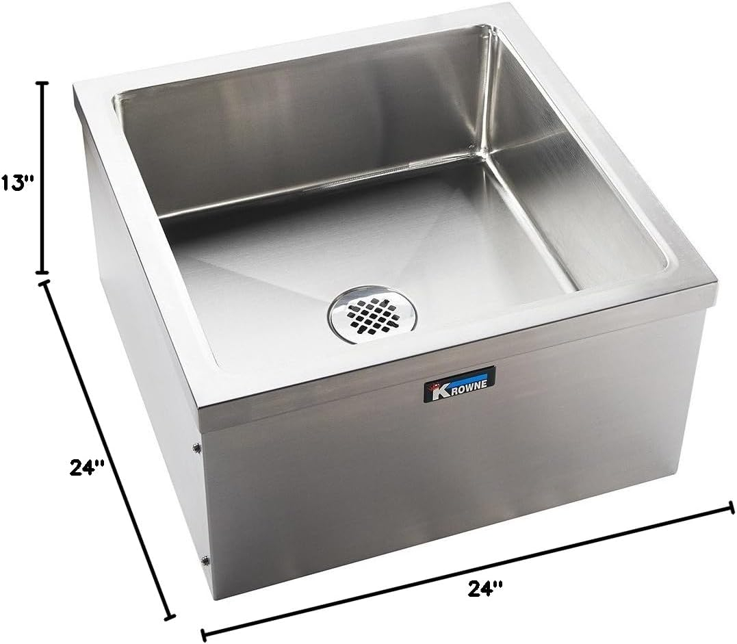 Krowne 24" Stainless Steel Commercial Floor Mop Sink