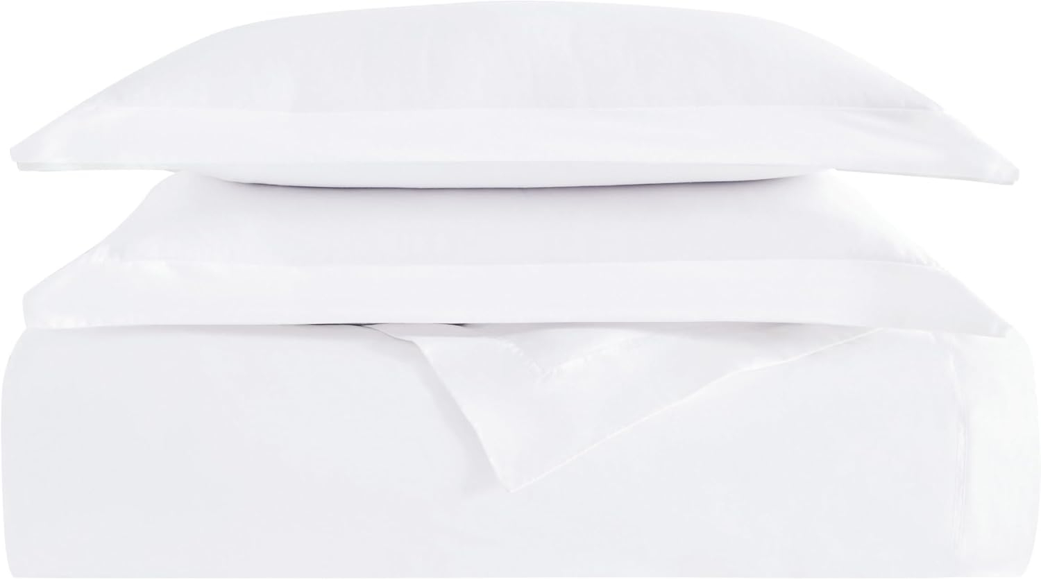 King Size White Cotton Percale 3 Piece Duvet Set