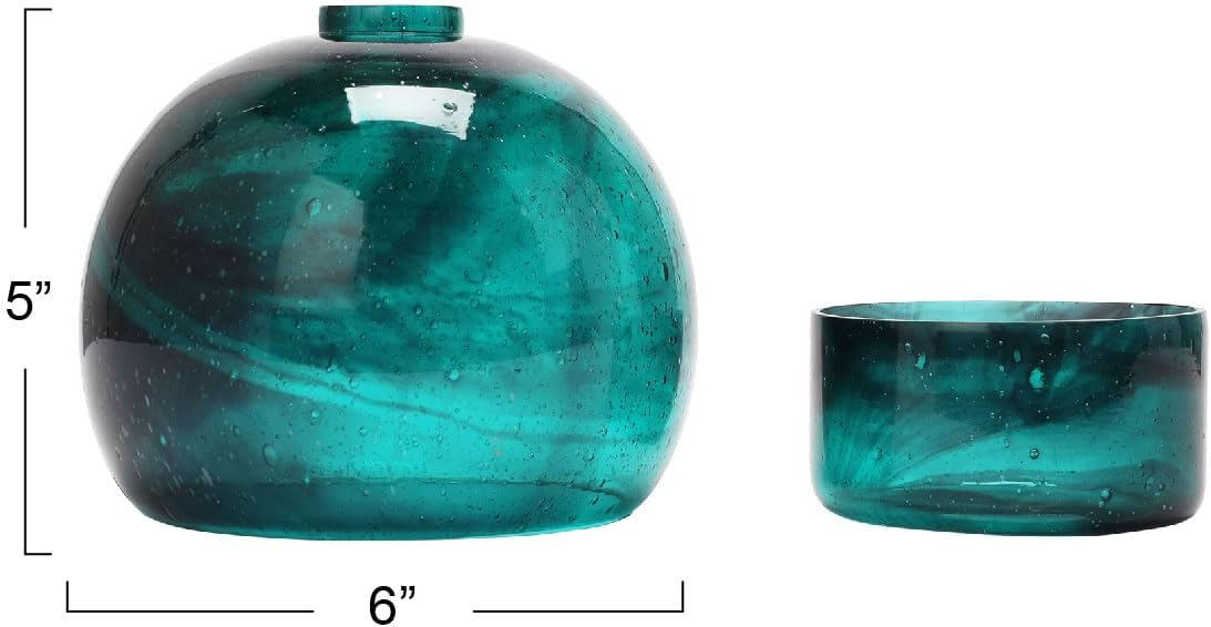 Creative Co-Op Glass Tealight Holder with Cloche, Teal